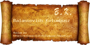 Balassovich Kolumbusz névjegykártya
